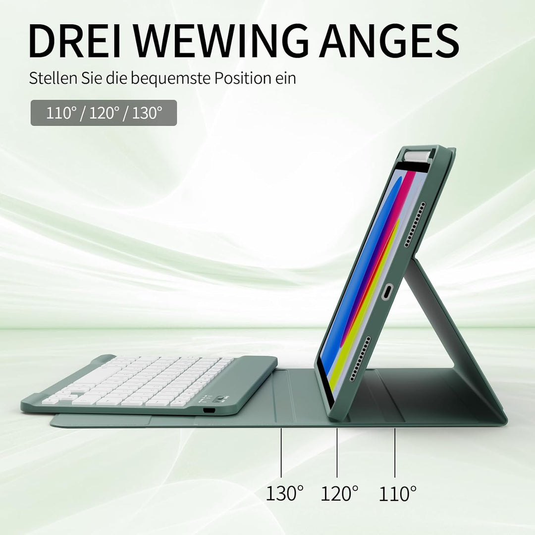 Tastatur Hülle für iPad (A16) 11. Generation/iPad 10. Generation 10,9 Zoll 2025/2022, Rechte Stiftsc