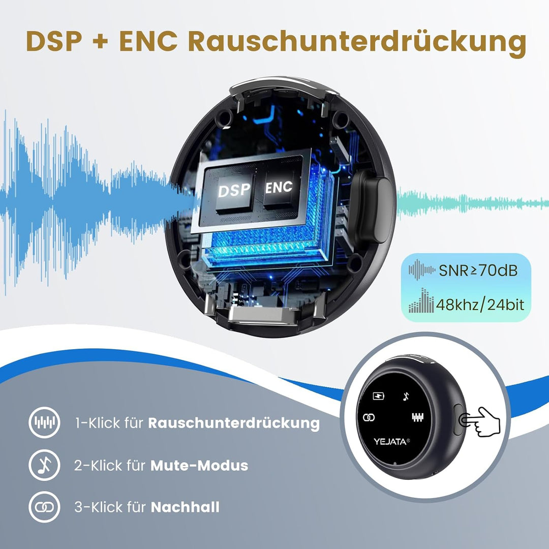 2-in-1-Funkmikrofon für iPhone, Android, Mini-Mikrofon mit Rauschunterdrückung, 40-Stunden-Ladeetui,