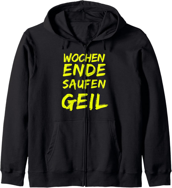WOCHENENDE SAUFEN GEIL - GELB - PARTY SPRUCH Kapuzenjacke