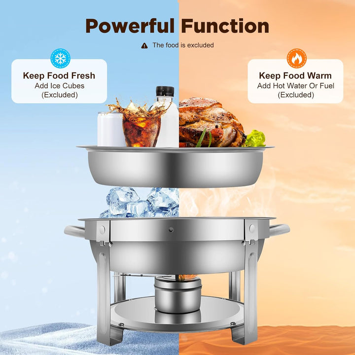 7.5 L Edelstahl Chafing Dish Rund Speisenwärmer Wärmebehälter Suppenwärmer, Chafing Dish Profi Set f