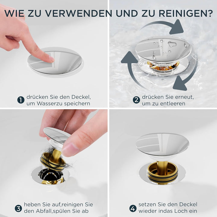 FORIOUS Wasserhahn Bad mit Ablaufgarnitur,Wasserfall Waschtischarmatur Einhandmischer Armatur Waschb