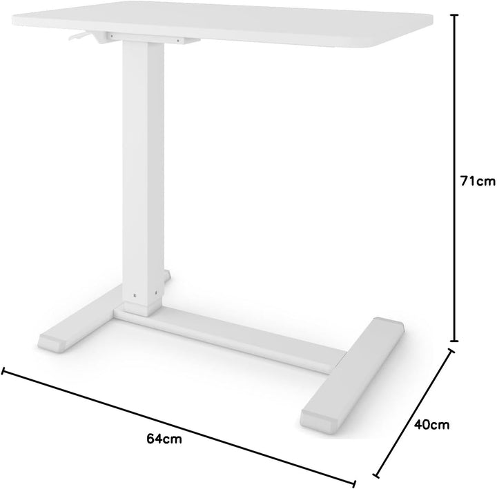 ESMART EACM-121WW 71 x 40 cm Weiss - Mobiler stufenlos pneumatisch höhenverstellbarer Beistelltisch