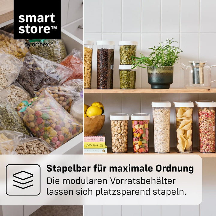 SmartStore Vorratsdose, 2er Set, BPA-frei, 1,1L, Vorratsbehälter mit Deckel I Stapelbar, Transparent
