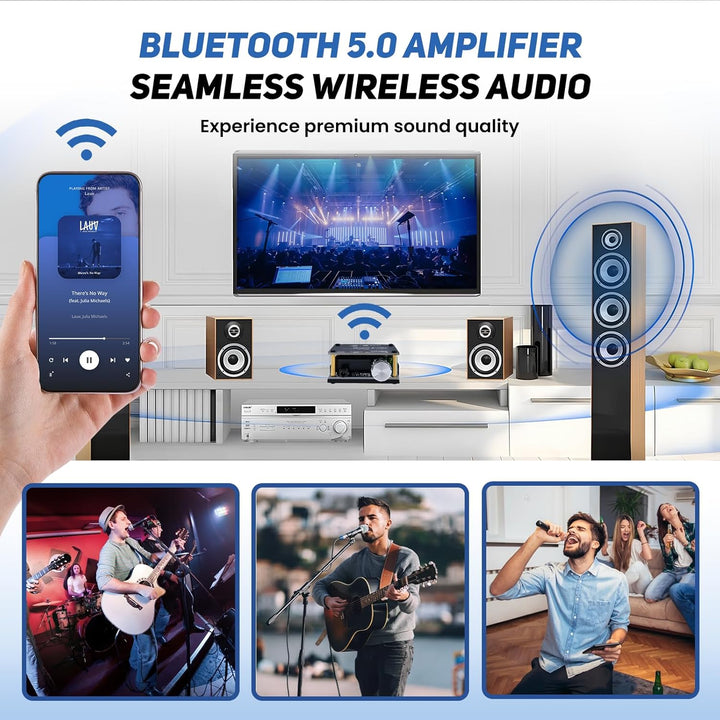 2x100W HiFi-Verstärker, Bluetooth 5.0 Audioverstärker Amp mit LC-Filter & TPA3116 Chip, Stereo Mini