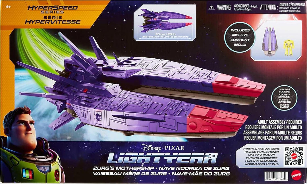 Buzz Lightyear HJW47 - Disney Pixar Lightyear Hyperspeed-Serie Zurgs Mutterschiff, 60 cm langes Raum
