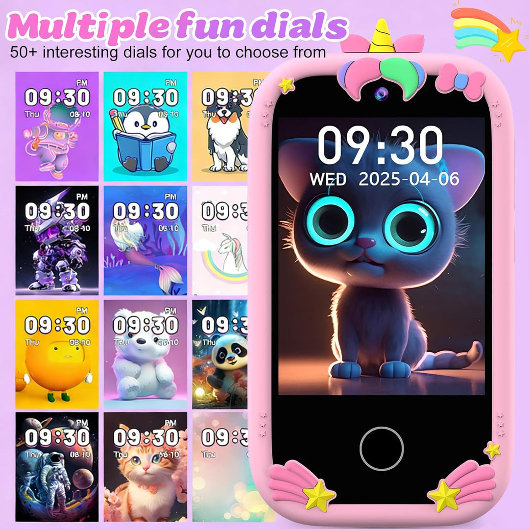 3T6B Kinder Handy Smartphone, Kinderkamera mit Dual Kamera, 2.8 Inch Touchscreen Lerntelefon Lernspi