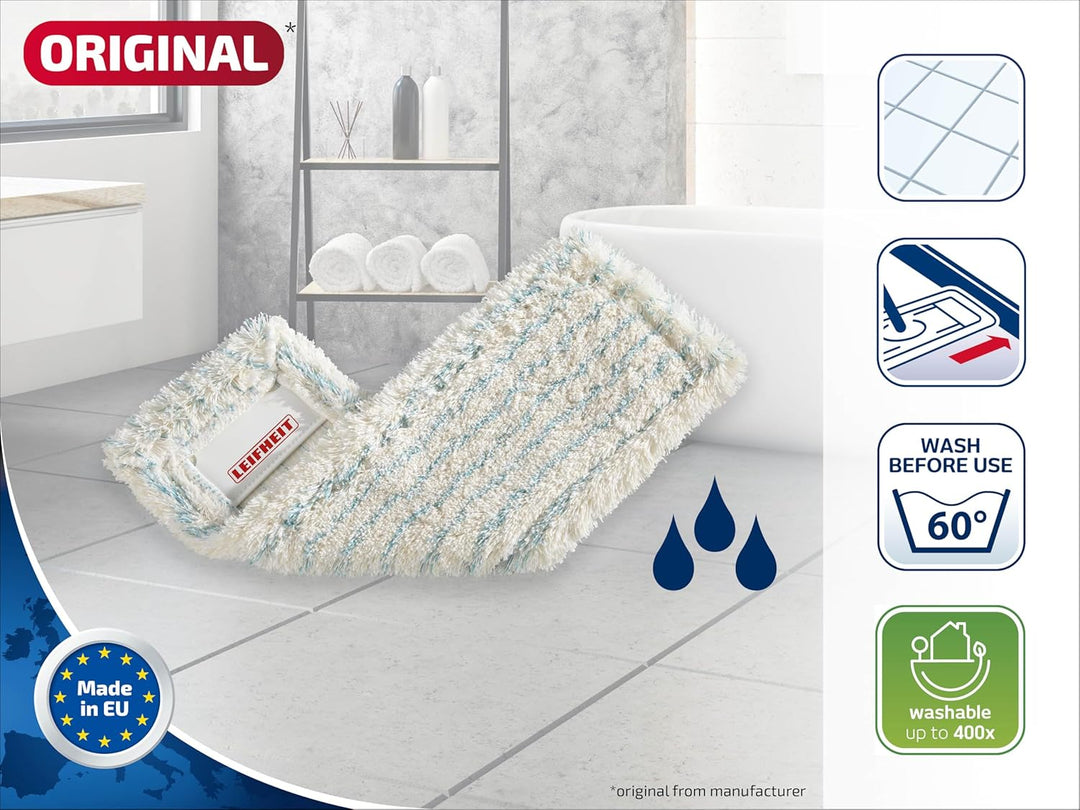 Leifheit Wischbezug Profi XL Cotton Plus 5er Set, Ersatzbezug für Steinböden und Fliesen, saugfähige
