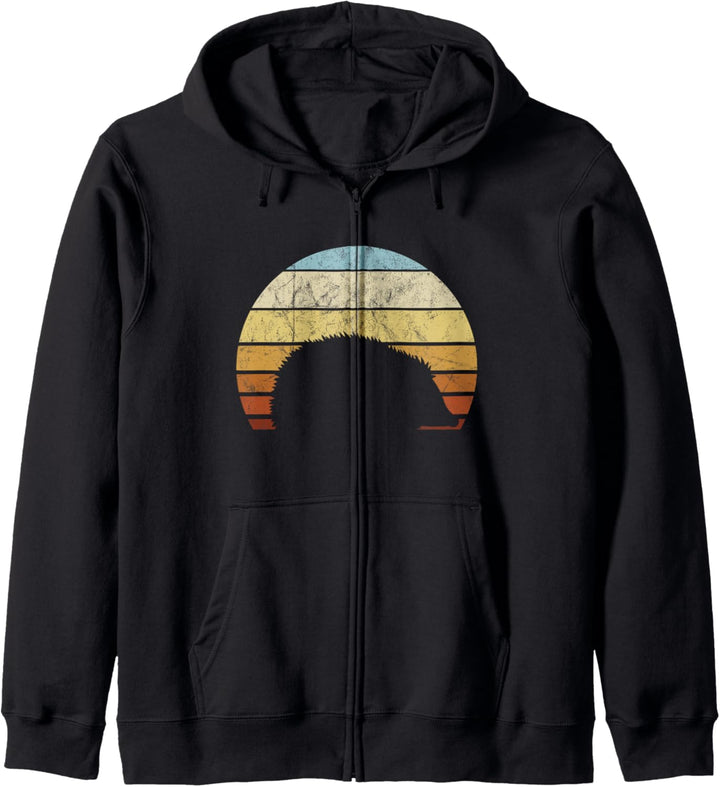 Retro Silhouette vor Vintage Sonnenuntergang Igel Kapuzenjacke