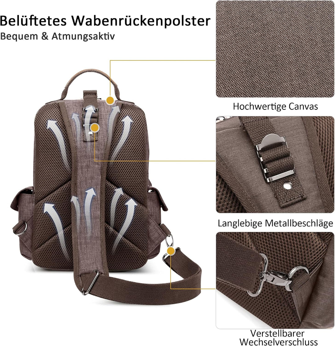 DORRISO Brusttasche Herren Mode Grosse Kapazität Schultertasche für 10,9 Zoll iPad mit Griff Mehrere