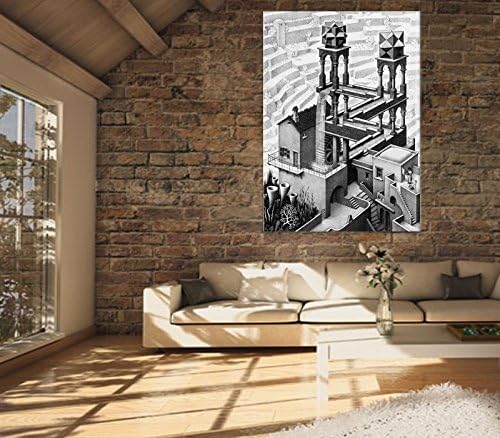 Giallobus - Bild - Druck AUF LEINWAND - Escher - Wasserfall - 50 x 70 cm, 50 x 70 CM
