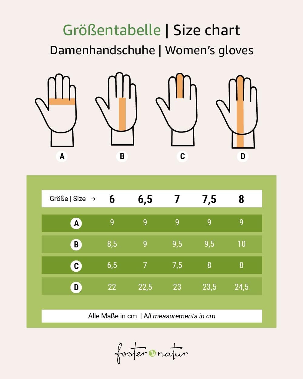 FosterNatur, Merino Damen Wollhandschuhe/Fingerhandschuhe, 100% Wolle Merino extrafein 7.5 Cosmos, 7