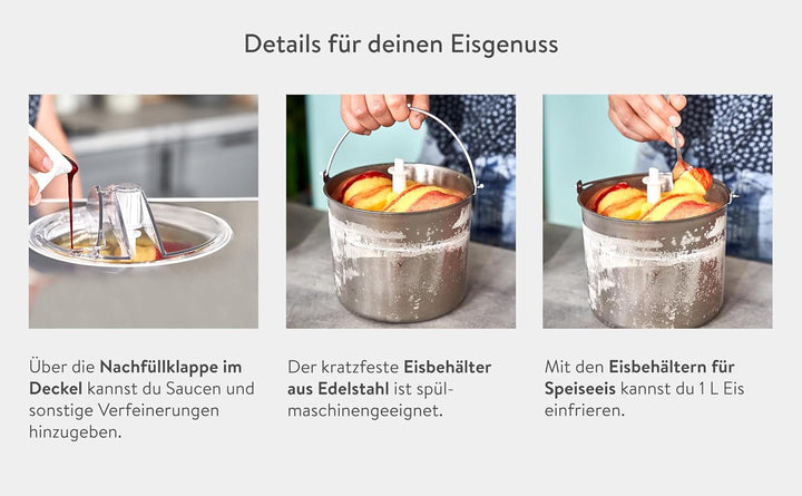 SPRINGLANE Eismaschine & Joghurtbereiter Elisa 2,0 L mit selbstkühlendem Kompressor 220 W, aus Edels