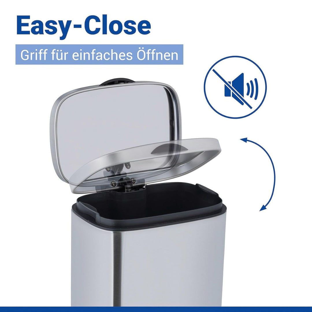 WENKO Wand-Kosmetikeimer Mod. Sare 3 Liter, Mülleimer mit Deckel und Easy-Close Absenkautomatik, Bad