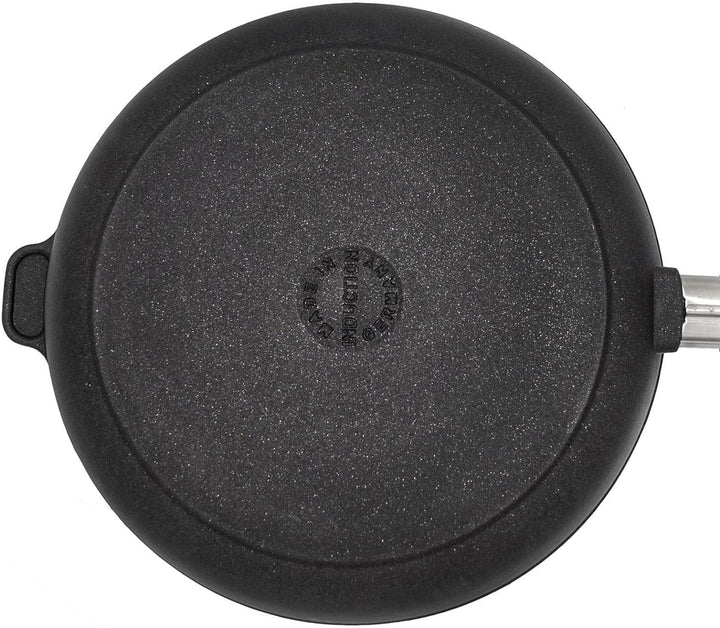 Eurolux Guss-Pfanne Induktion Set & Glas-Deckel Ø 28 cm abnehmbarer Griff - hoher Rand 7 cm - Alugus