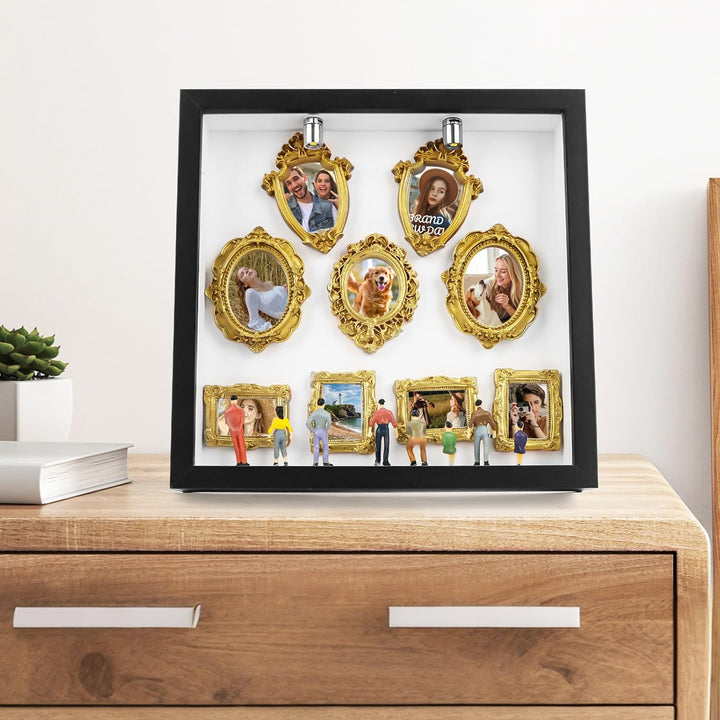 DIY Mini Museum Silhouette Box, Foto Erinnerungsanzeige Set mit 8 Mini Goldene Rahmen &amp; 8 Zufällig F