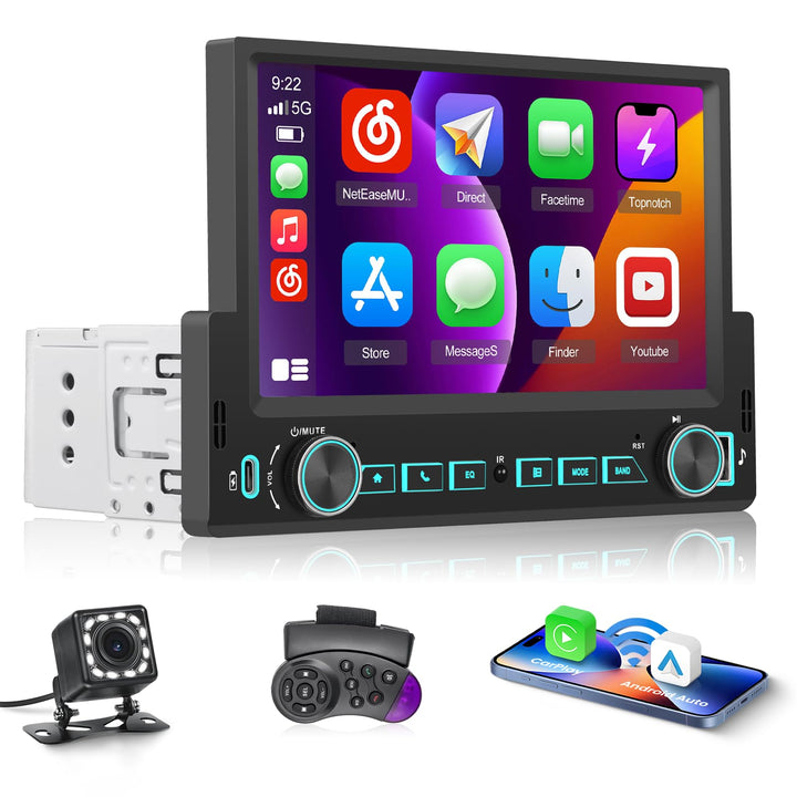 Hikity 1 Din Autoradio Carplay Android Auto Kabelgebundenes 7 Zoll Incell Touchscreen Bildschirm mit
