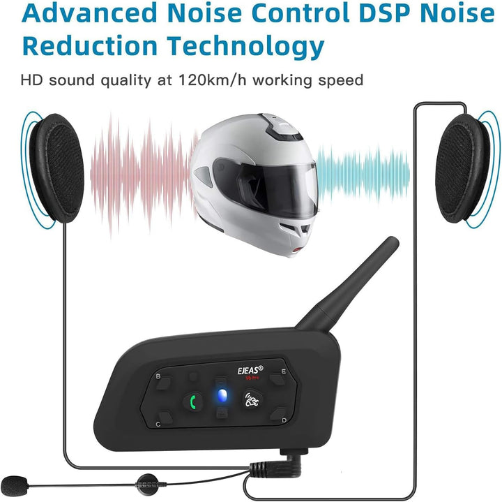 EJEAS V6PRO Motorrad Intercom Bluetooth Headsets 1200m bis zu 6 Reiters DSP-Rauschunterdrückung, Was