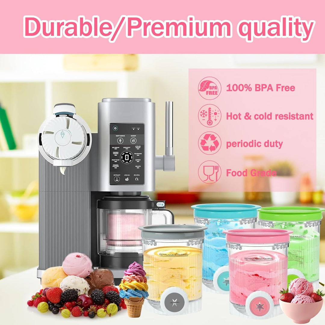 Für 2 Stück Ninja Swirl Creami Behälter 480 ml Eisbehälter für NC700 NC701EU Serie, Eiscreme Behälte