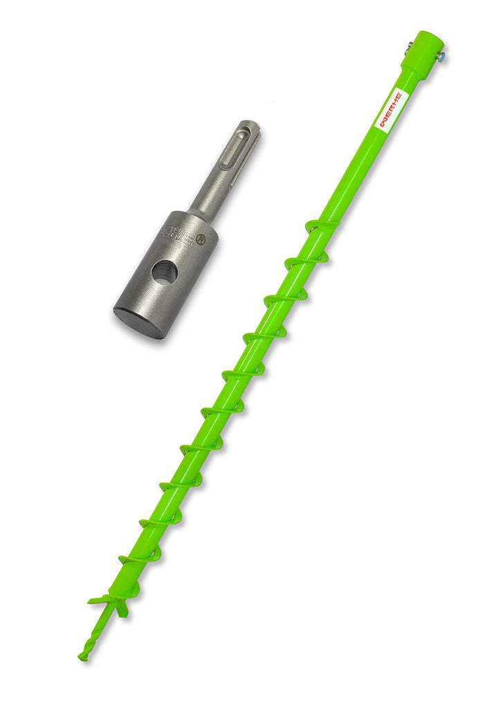 WERHE® Profi Bohrer VollStahl, Erdbohrer für bohrmaschine 40 mm extrem robust mit SDS Plus Adapter -