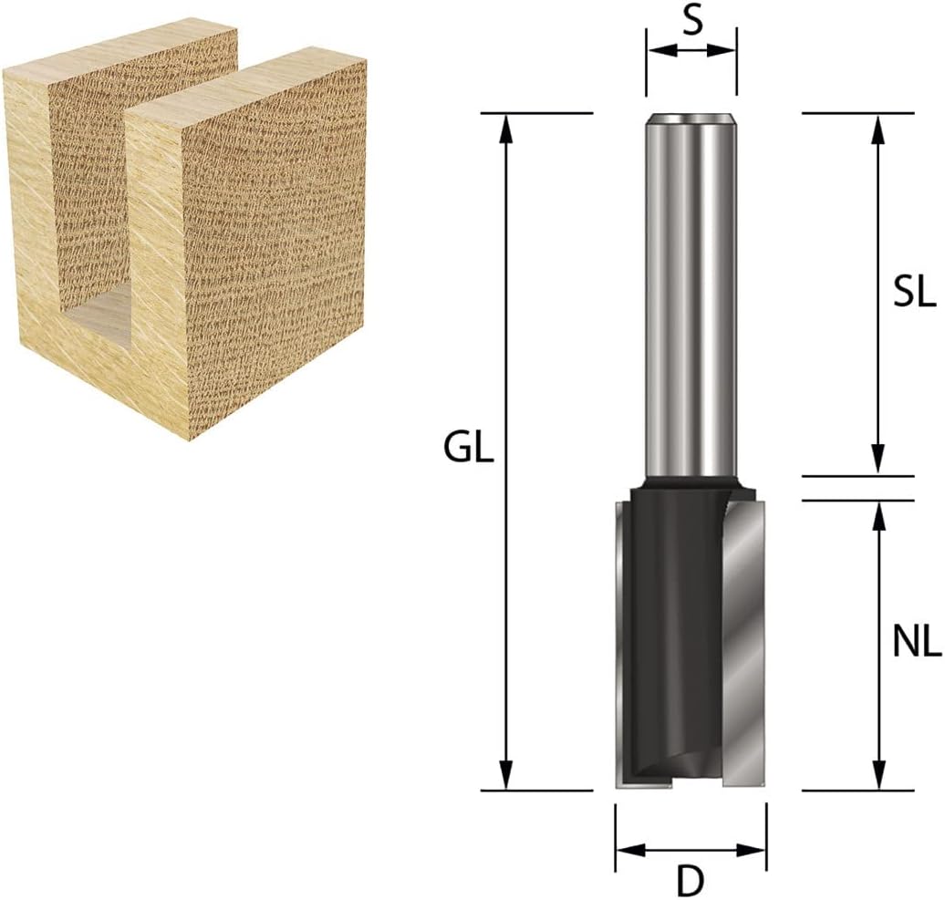 ENT 10570 Nutfräser HW, Schaft (S) 12 mm, Durchmesser (D) 24 mm, NL 20 mm, SL 40 mm, GL 60 mm D=24 /