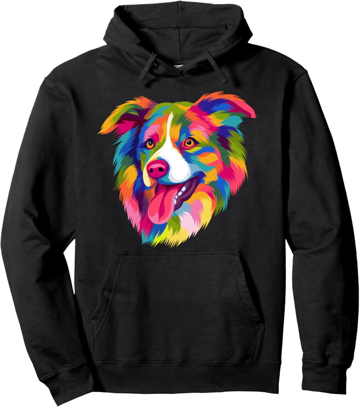 Pop Art Border Collie Hund Frauen Männer Kinder Collie Pullover Hoodie