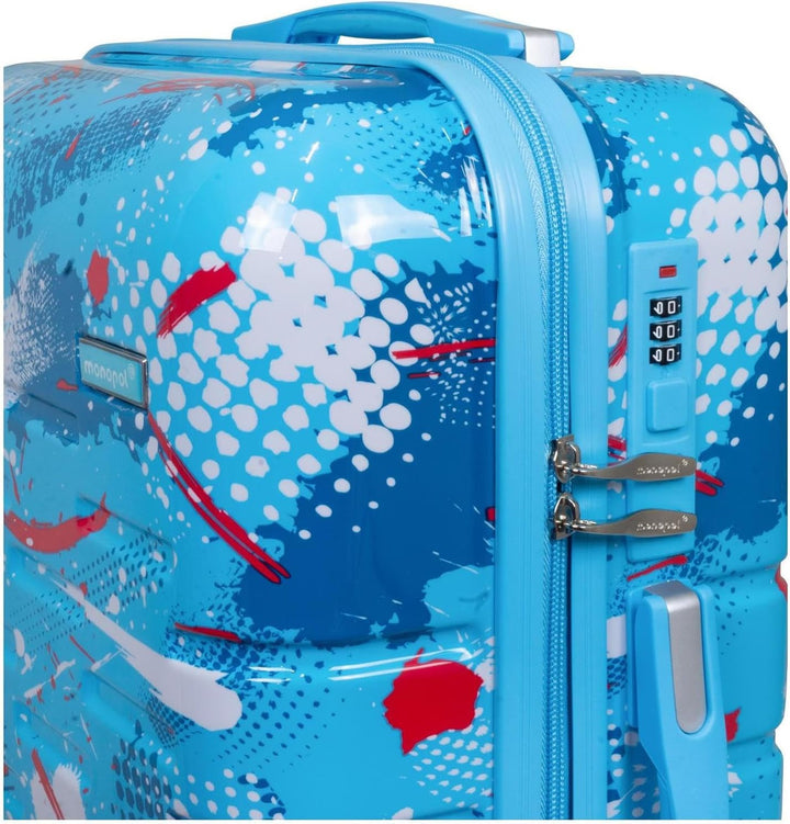 Hartschalen Koffer Trolley Cespara Handgepäck mit modernem Motiv Print - Farbe Hellblau - Gr. M