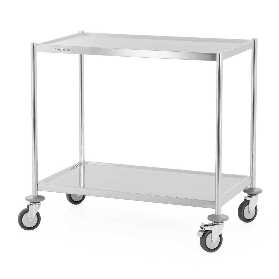 TECHNICA Servierwagen Edelstahl 2 Etagen mit Rollen &amp; Bremse ohne Griffe 860x540x810mm Rollwagen Küc