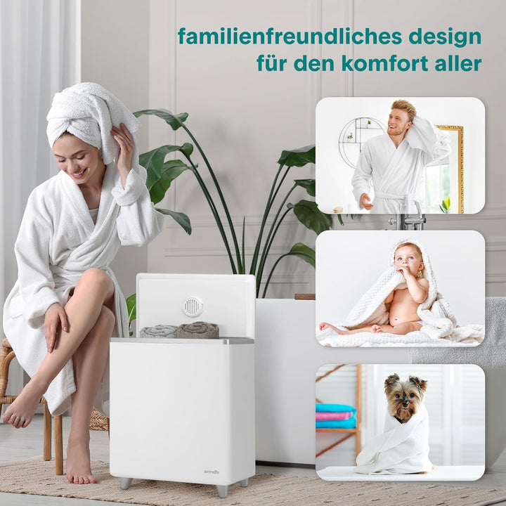 SereneLife Handtuchwärmer Eimer 20L Elektrisch Stehend Silber – Smart Handtuchtrockner mit WiFi App