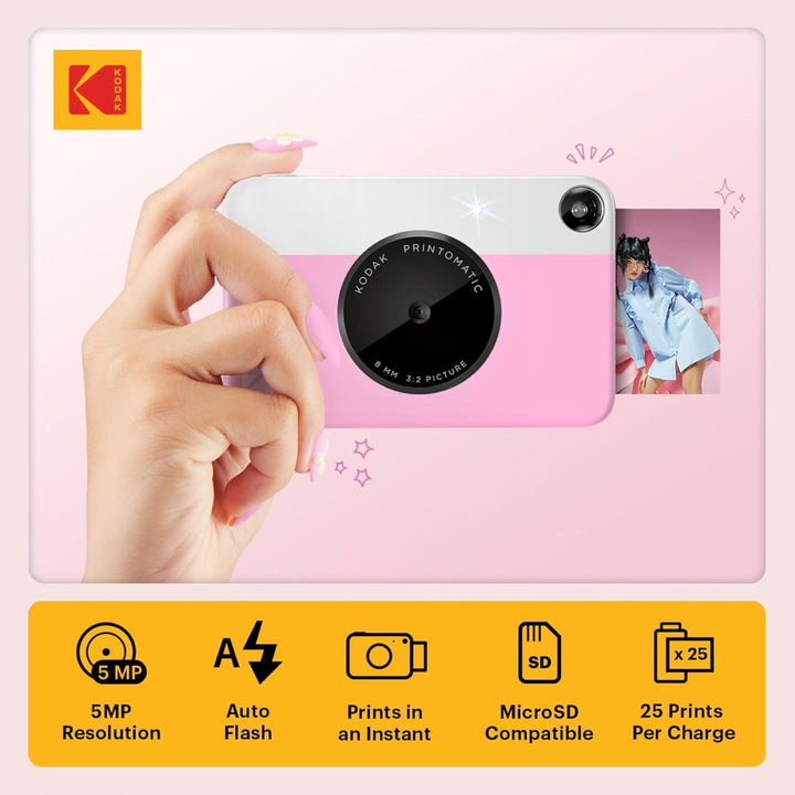 KODAK Printomatic Vollfarb-Sofortdruckkamera-Starterpaket + Softcase + Zink-Fotopapier (20er-Pack) –
