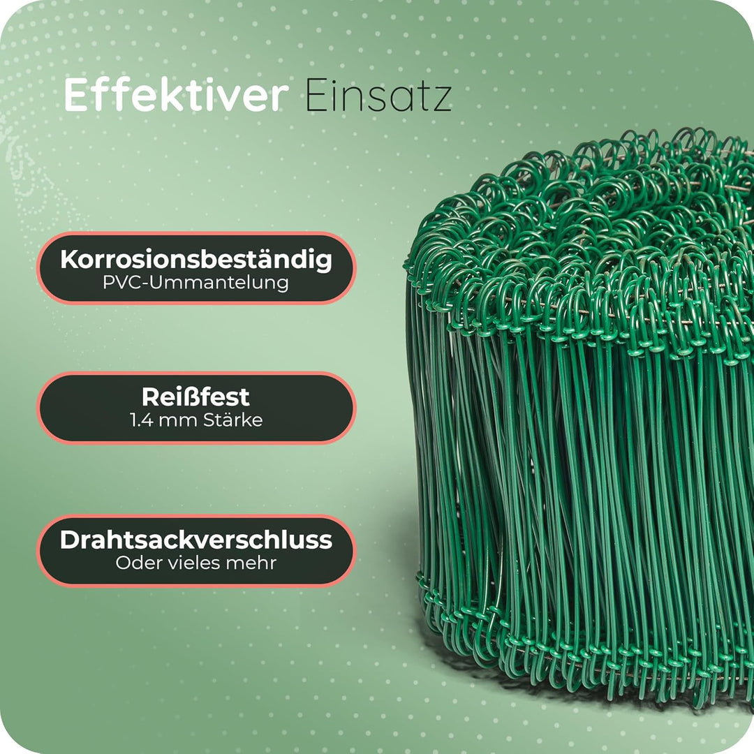 Novatool Drillapparat Driller + 1000 Stück Rödeldraht mit Ösen 1,4 x 120mm Bindedraht Grün ummantelt
