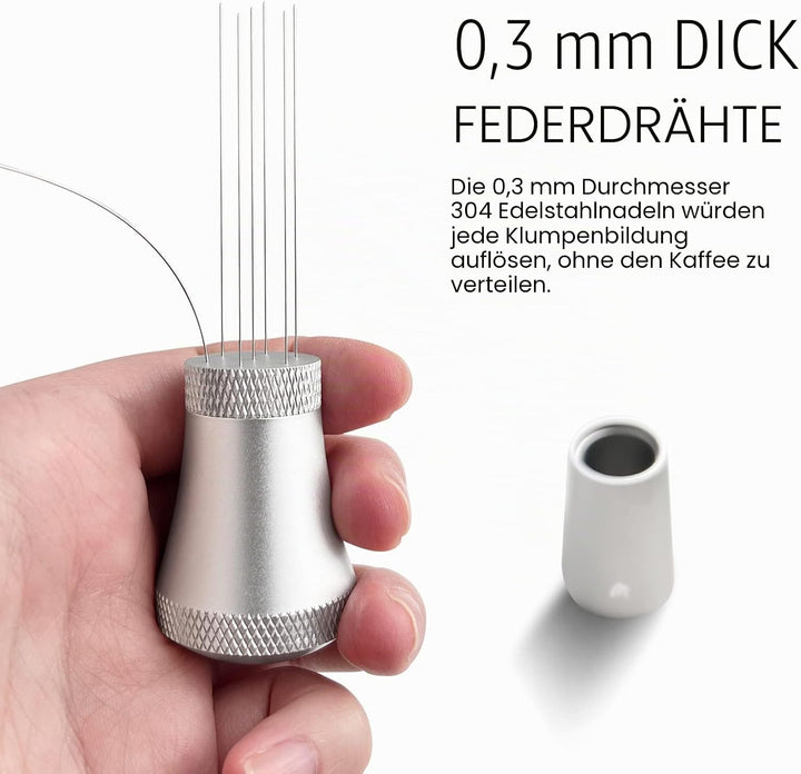 Wdt Tool, Aluminium Wdt Tool Espresso mit Ständer, Kaffee Distributor mit 7 0.3mm Dickem Edelstahl E