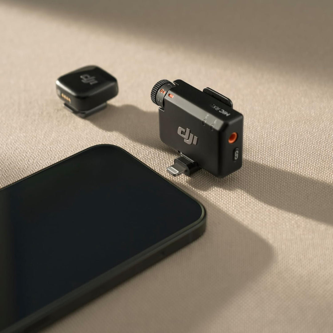 DJI Mic Mini (1 Sender + 1 Empfänger) mit Mic Mini Handy-Adapter (Lightning), Ultraleicht, Detailrei