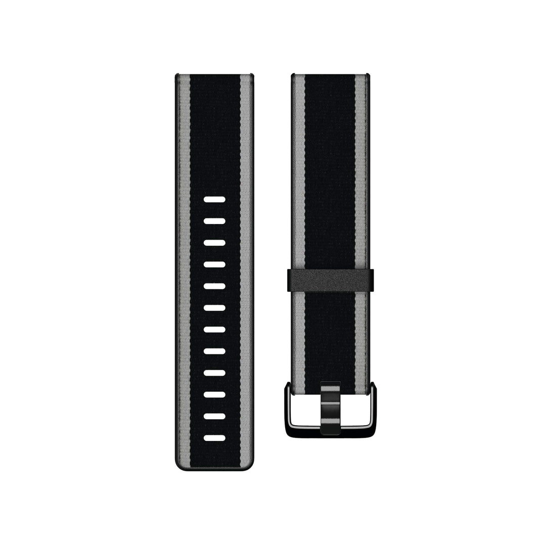 Fitbit Versa/Versa Lite, klassisches Accessoire-Band Gewebtes Band L Black/Gray, Gewebtes Band L Bla