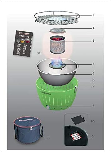 LotusGrill S Small Kompakt Anthrazitgrau der raucharme Holzkohle-/Tischgrill Stromversorgung via USB