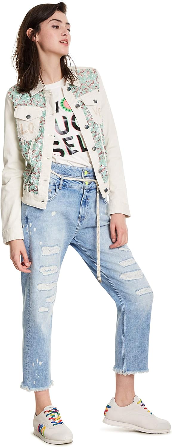 Desigual Damen 20swen071001 Jacken, Weiss, L EU