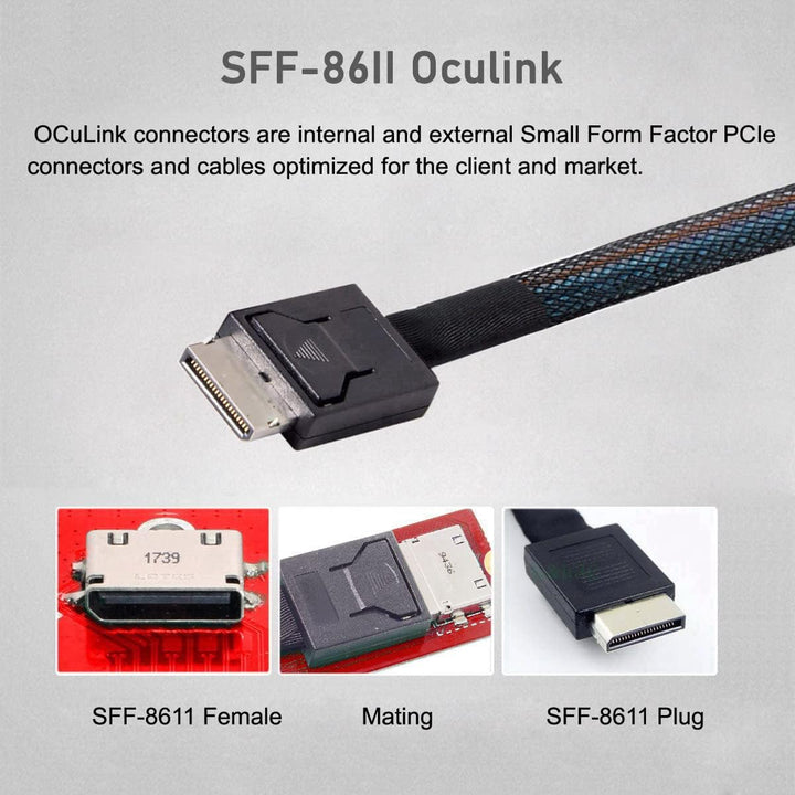cablecc PCI-E 3.0 M.2 M-Key zu OCULINK SFF-8612 SFF-8611 Host-Adapter für Externe Grafikkarte &amp; SSD