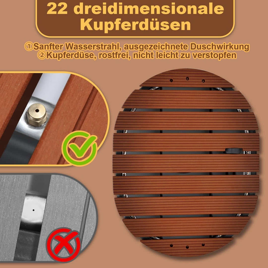Bodendusche Gartendusche, Aussendusche mit 22 Kupferdüsen, Pooldusche Bis 4m Fontänenhöhe, Einstellb