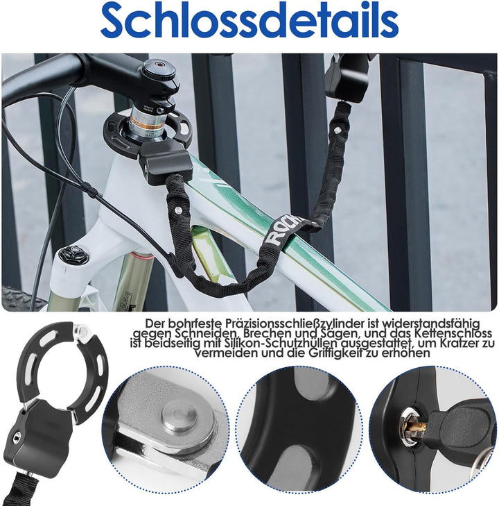 E Scooter Schloss - Handschellenschloss mit Schlüssel, Fahrradschloss für E Scooter mit Gummi-Lock-H
