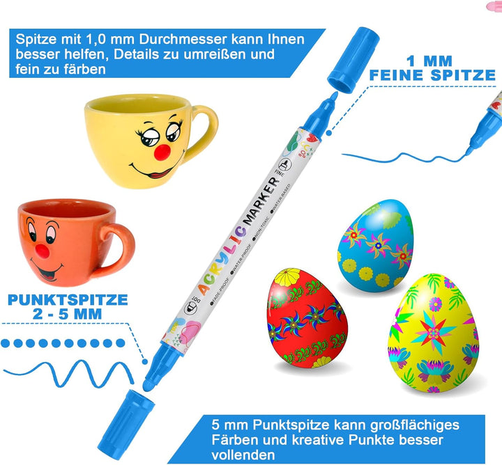KEMYR 100 Farben Acrylstifte Set mit Doppelspitze, Acrylmarker Wasserfeste für Steine, Holz, Glas &amp;