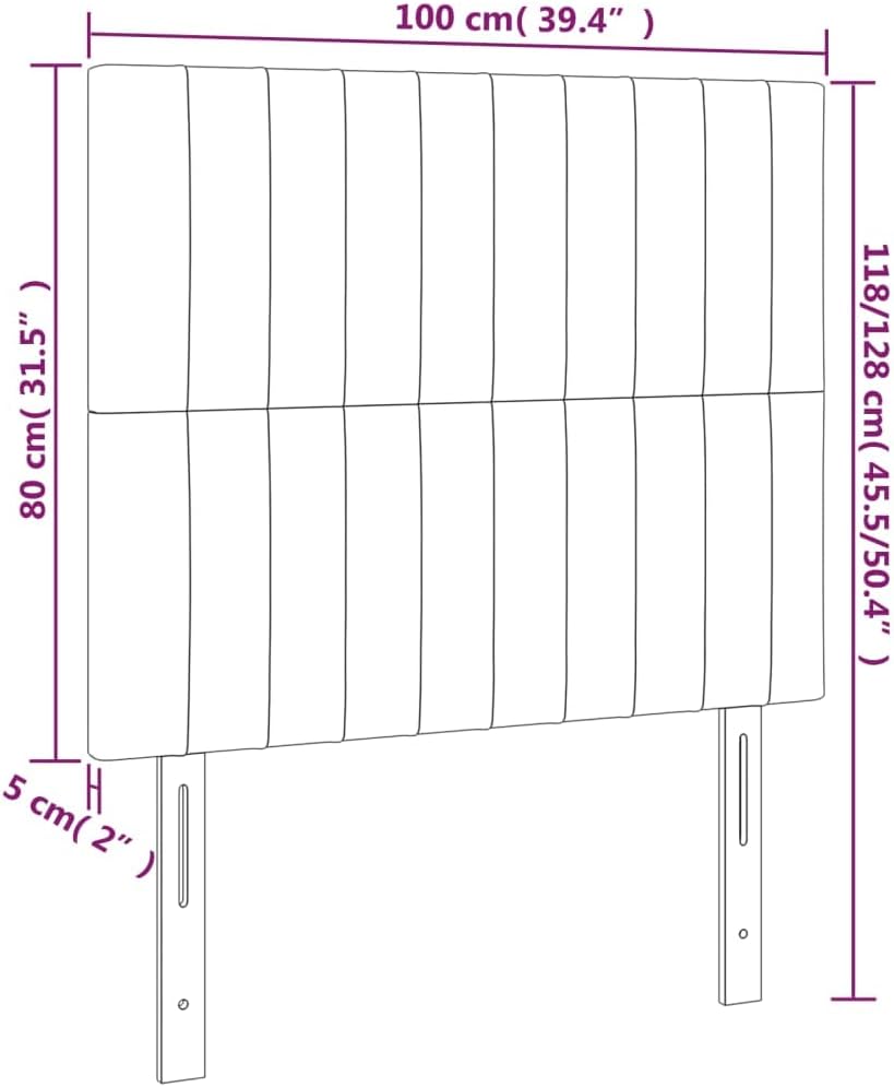 vidaXL Kopfteil 2 STK., Bettkopfteil mit Holzbeinen, Höhenverstellbar Polsterkopfteil für Bett, Bett