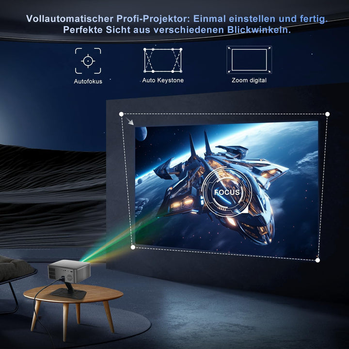 ZDSSY Mini Beamer 8K Unterstützt Native 1080P Smart Projektor Android 14,Tragbarer mit WiFi 6 BT 5.2