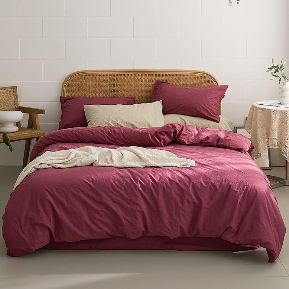 Sedefen Bettwäsche 135x200cm Baumwolle Renforce Altrosa Rosa Uni Unifarben Baumwollbettwäsche Set,Be