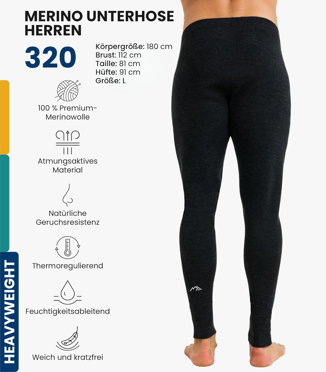 Merino Unterwäsche Herren - Lange Unterhosen Herren Merino Thermounterwäsche + Wollsocken S .320 Cha