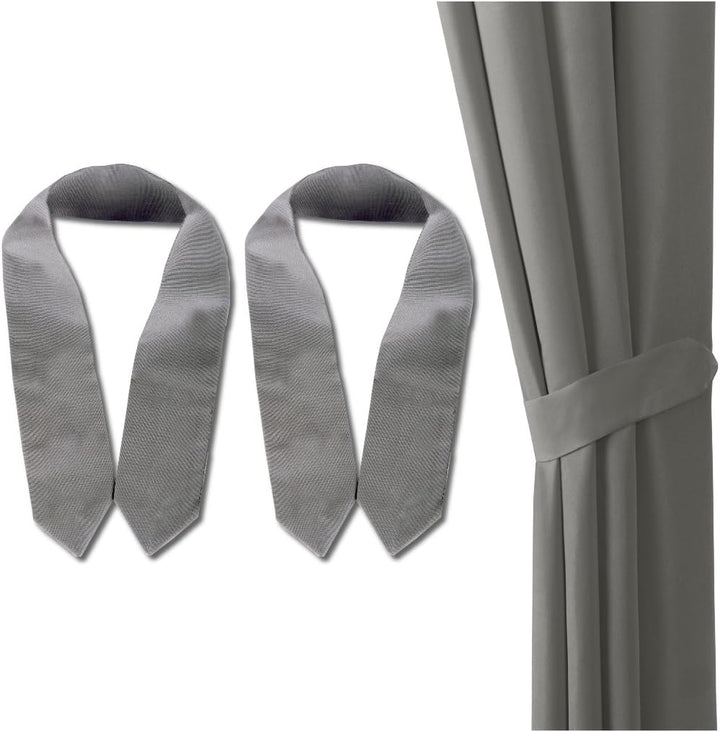Bestlivings Blickdichte Gardine im 2er Pack mit Schlaufen (140x145 cm/Anthrazit) + 2 Raffhalter, in
