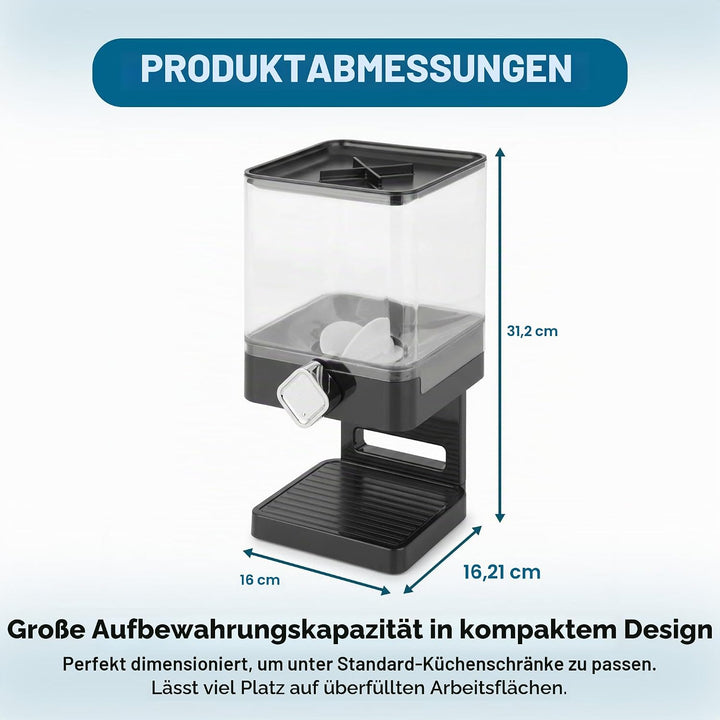 ZevrO 6 Single Kunststoff Compact Trockenfutter Spender, schwarz/transparent, Schwarz