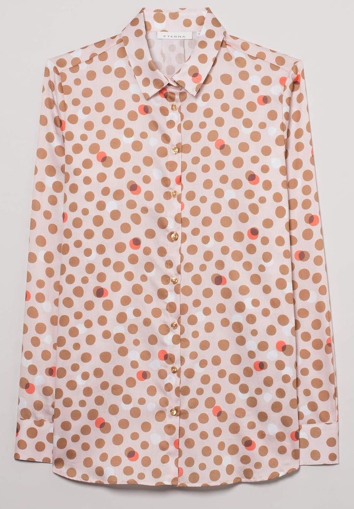 eterna Modern Fit Bluse Langarm Hemdkragen Muster braun 40 Braun, 40 Braun