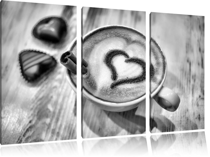 Pixxprint Kaffee Cappuccino als Leinwandbild/Grösse: 3 Teilig (120x80) cm/Wandbild/Kunstdruck/fertig
