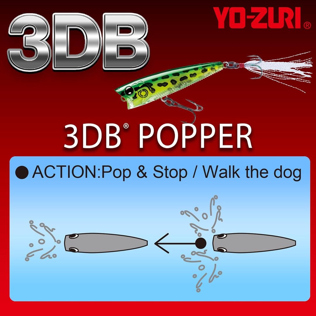 Yo-Zuri Schwimmender 3DB Popper 3-Inch Prism Gold Schwarz, 3-Inch Prism Gold Schwarz
