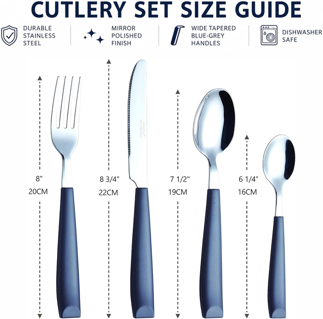 EXZACT 16 PCS Besteck Set/Edelstahl-Besteck - Edelstahl mit Kunststoff-Handgriffen - Bequem zu halte