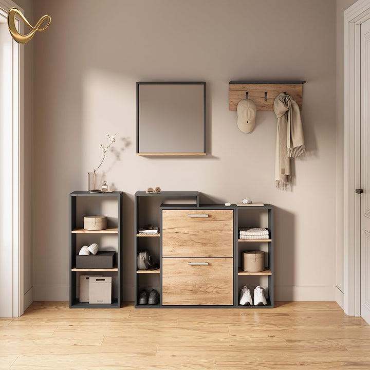 Livinity Aufbewahrungsregal Ortello, Anthrazit/Goldkraft Eiche, 30 x 80.1 cm 80 x 30 cm, 80 x 30 cm